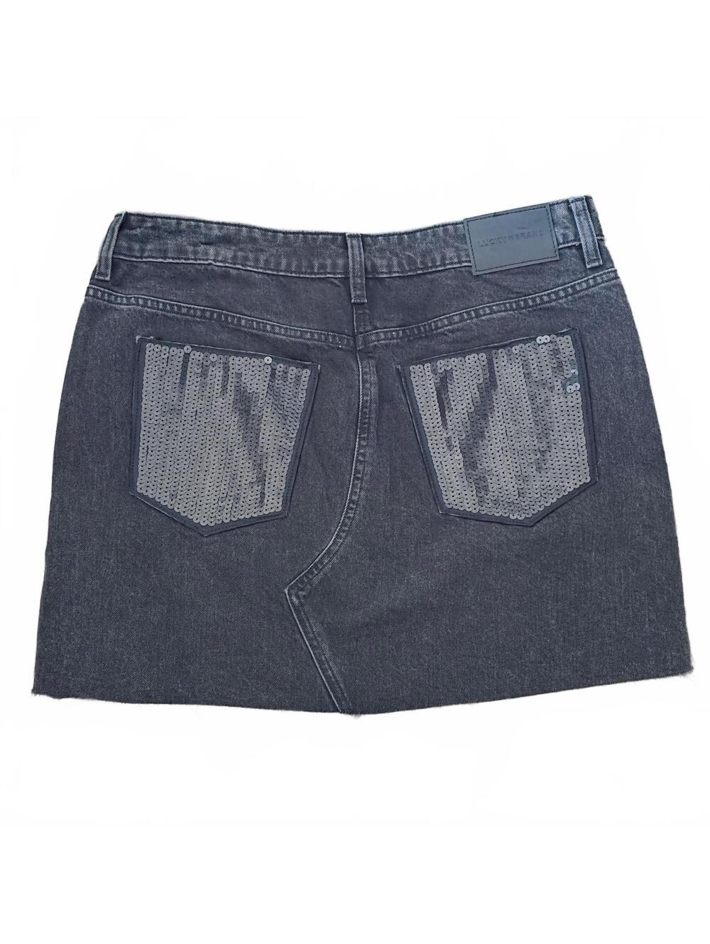 Lucky Brand Women’s Black Metallic Denim Mini Skirt - Picture 2 of 4
